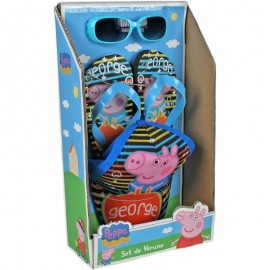 Kit Mare Peppa Pig George Cappellino con visiera +occhiali da sole + Infradito Idea regalo Bambino