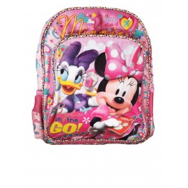 Zaino Scuola Elementare Media Zainetto Minnie & Daisy Glitter  Disney adattabile a Trolley 30X40X16CM