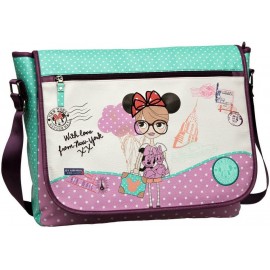 Disney Minnie - Borsa Tracolla Postina Scuola tempo libero Estensibile in Tessuto 42x 28 x 11Cm