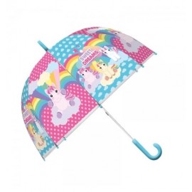 OMBRELLO CAMPANA TRASPARENTE UNICORNO DISNEY BAMBINA