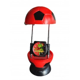 "Pallone Rosso Nero: Orologio Sveglia con Lampada da Tavolo - Combina Stile, Funzionalità e Illuminazione in un Unico Design!"