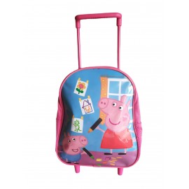 ZAINO ASILO CON TROLLEY PEPPA PIG ROSA RUOTE MANICO ALLUNGABILE