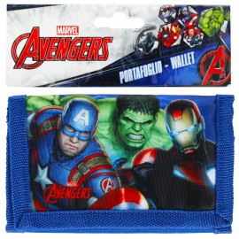 PORTAFOGLIO BAMBINO CON STRAPPO PORTAMONETE MARVEL AVENGERS BLU13X9CM