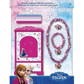 Portagioie in legno Disney Frozen con anello, braccialetto, collana ed elastici -Anna-Elsa