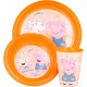 Set Pappa Plastica 3 Pezzi Peppa Pig - Piatto Fondo, Piatto Piano e Bicchiere