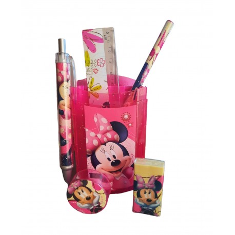 SET CANCELLERIA MICKEY MOUSE DISNEY 6 PEZZI ASTUCCIO MATITA GOMMA TEMPERAMATITE E RIGHELLO