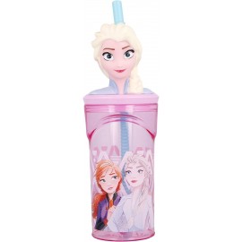 Bicchiere con cannuccia Frozen Disney in 3D 360ml idea regalo Bambina