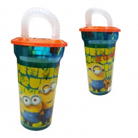 Bicchiere con cannuccia Minions 430ml Bicchieri Scuola e Tempo Libero Bambino