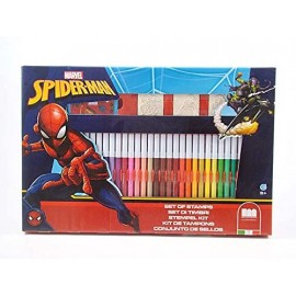 Spiderman  Marvel Set 3 Timbri per Bambini e 36 Pennarelli Giotto Colorati