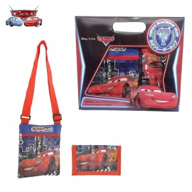 SET REGALO CARS DISNEY BORSA TRACOLLA + PORTAFOGLIO BAMBINO SAETTA MCQUEEN