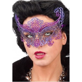 MASCHERA VENEZIA VIOLA GLITTER VISO INTERO CARNEVALE TEATRO TEATRALE DANZA HALLOWEEN DONNA