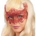 MASCHERA VENEZIA ROSSO GLITTER VISO INTERO CARNEVALE TEATRO TEATRALE DANZA HALLOWEEN DONNA