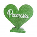 CUORE CON BASE GLITTER PROMESSA CENTRO TAVOLA CERIMONIA  25X24X40CM