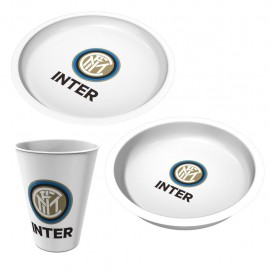 SET PAPPA 3 PEZZI INTER NEROAZZURRO PIATTO FONDO PIANO BICCHIERE CONFEZIONE REGALO