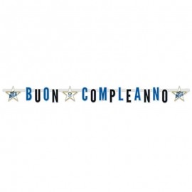 Festone Buon Compleanno Inter Nero Azzurro Ufficiale 2 mt