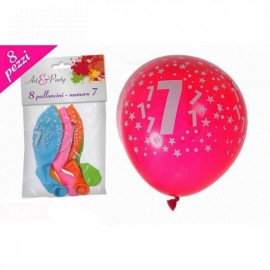 10 Palloncini colorati con stampa per  Feste & Compleanno Bambini 7 ANNI diam:26