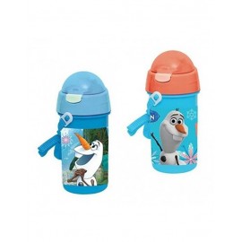 Borraccia con scatto e cannuccia Disney Olaf Frozen in plastica due colori 380ml da bambina