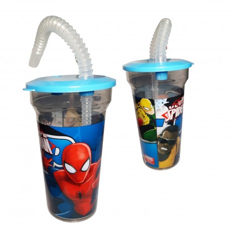 BICCHIERE CON CANNUCCIA SPIDERMAN MARVEL PLASTICA ML.430