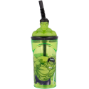 Bicchiere con cannuccia ripiegabile Hulk personaggio 3D Bpa Free 360 ml Avengers