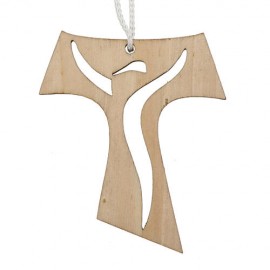 Croce Prima Comunione legno intaglio Risorto 9,3x8cm Bomboniera regalino