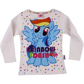 T-SHIRT  MANICA LUNGA GLITTER  DISNEY  MY LITTLE PONY BAMBINA RAGAZZA 5 ANNI BIANCO