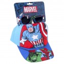 Cappello-Cappellino con visiera + occhiali sole Avengers Marvel Regolabile con Velcro Bambini