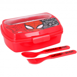PORTAMERENDA CON POSATE SPIDERMAN MARVEL CUCCHIAIO FORCHETTA UOMO RAGNO