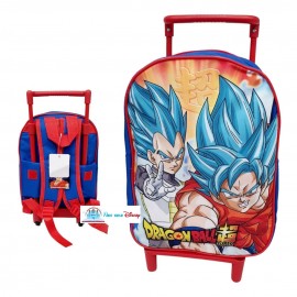 TROLLEY ZAINO SCUOLA ASILO DRAGON BALL  RUOTE MANICO ALLUNGABILE CM 30 BAMBINO