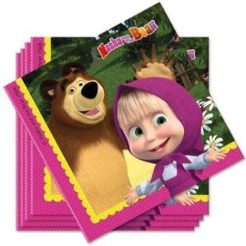 Tovaglioli di carta Disney MASHA & ORSO 33 x 33 cm - Conf. 20pz - Feste Compleanno a Tema