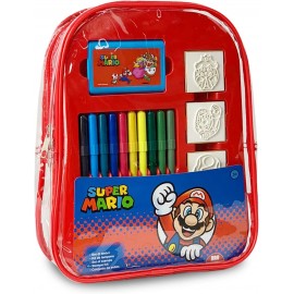 Zaino-Zainetto Super Mario Bros con colori Timbri Pennarelli Album da Colorare Giotto