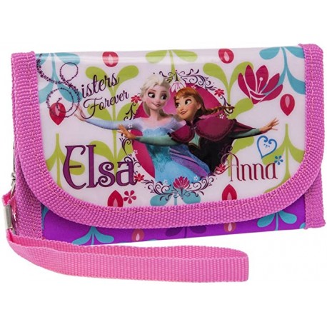 DISNEY FROZEN ELSA E ANNA PORTAFOGLIO PORTAMONETE WALLET CON LACCIO DA POLSO