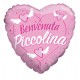 Palloncino Foil 18" Cuore Rosa Nascita Benvenuta Piccolina CM.45