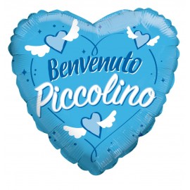 Palloncino Foil 18" Cuore Azzurro Nascita Benvenuto Piccolina CM.45