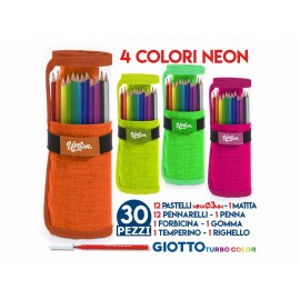 ASTUCCIO SCUOLA ROLLER POUCH 30 PZ PASTELLI E PENNARELLI 12+12 GIOTTO URBAN NEON C.