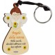  "Portachiavi Angelo Custode della Nonna in Legno con Fiore - Idea Regalo"