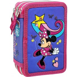 ASTUCCIO SCUOLA UNICORNO DISNEY 3 ZIP/CERNIERE PORTA COLORI CARIOCA CM. 20X13X6