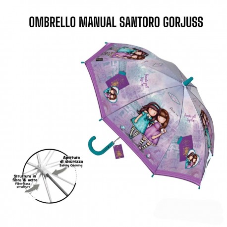 Ombrello pioggia Santoro Gorjuss grande lungo antivento manual colorato 8 raggi Donna -Ragazza