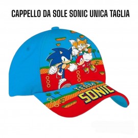 Cappello-Cappellino Sonic con visiera Bambino Mare Scuola Tempo Libero Taglia unica