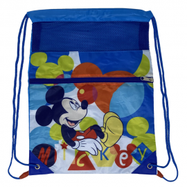 SACCA-ZAINO MICKEY MOUSE DISNEY TOPOLINO CON CHIUSURA A COULISSE TASCA FRONTALE BORSA TEMPO LIBERO PALESTRA CM.40X30 BAMBINO