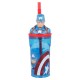 Bicchiere con cannuccia ripiegabile Avengers Capitan America Marvel personaggio 3D Bpa Free 360 ml Bambino