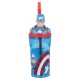 BICCHIERE CON CANNUCCIA RIPIEGABILE CAPITAN AMERICA MARVEL PERSONAGGIO 3D BPA FREE 360 ml  BAMBINO