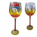 BICCHIERE AUGURALE calice vetro  KING THE PARTY- Gadget stampato idea regalo festa Compleanno Auguri