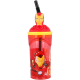Bicchiere con cannuccia ripiegabile Avengers Iron Men Marvel personaggio 3D Bpa Free 360 ml Bambino