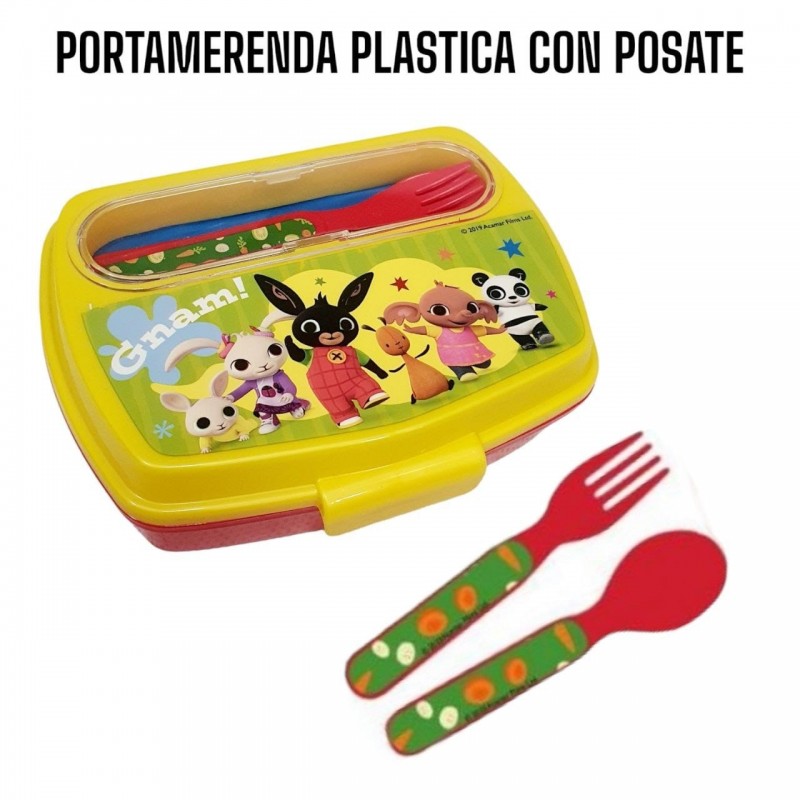 Portamerenda con posate forchetta e cucchiaio Bing Porta Pranzo Scuola  Tempo Libero Bambini - Non Solo Disney