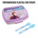 Portamerenda con posate forchetta e cucchiaio Frozen Disney Porta Pranzo Scuola Tempo Libero Bambinia