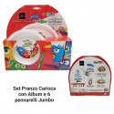 SET PAPPA CARIOCA PIATTO PIANO PIATTO FONFO E BICCHIERE 6 PENNARELLI JUMBO+ALBUM DA COLORARE