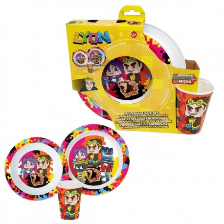 Set Pappa Per Microonde 3 Pezzi Lyon Gamer Piatto Fondo Piano Piano Bicchiere Disney Bambini