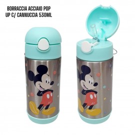 Borraccia in Alluminio con  cannuccia Minnie Mouse Disney 530 ml  apertura automatica Bambina