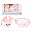 Set Pappa Per Microonde 3 Pezzi Minnie Baby Piatto Ciotola Posata Borraccia in Box Gift Disney Bambini