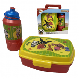 Set Borraccia da 400 ml e Sandwich Box Portamerenda per bambini in plastica Bing il Coniglietto Disney